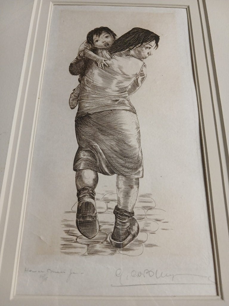 ets gesigneerd door eGustaaf de Bruyne, Antiek en Kunst, Ophalen of Verzenden, Ets, Ingelijst