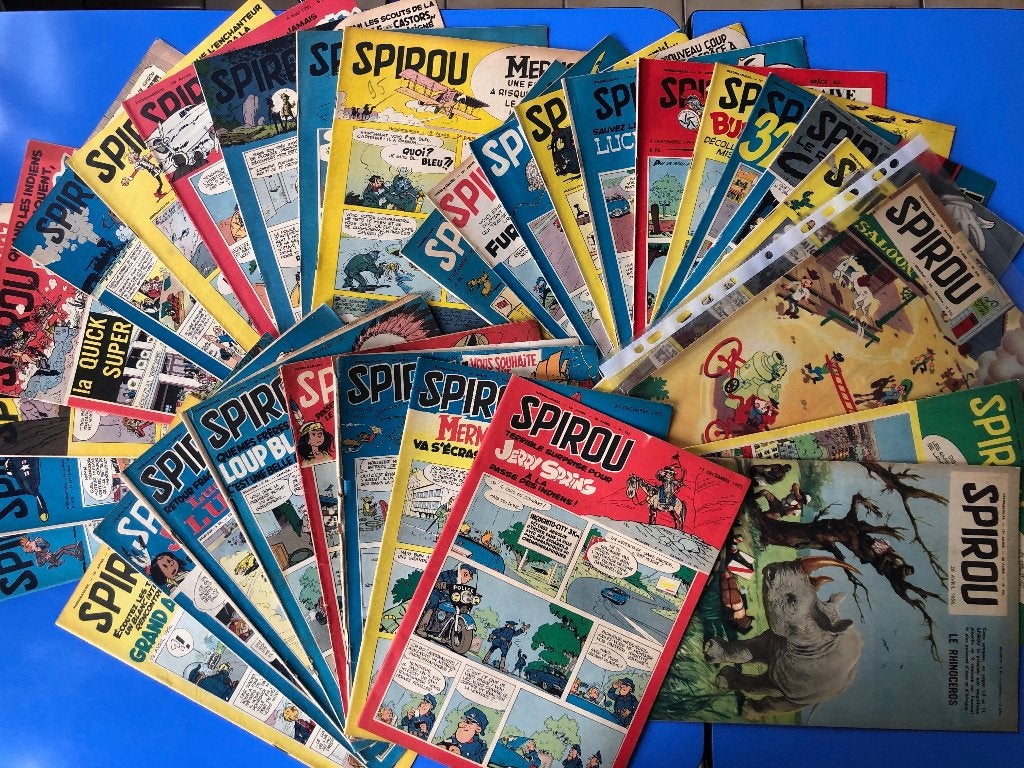 Spirou 1955 et 1956 - Lot (9) 31 fascicules entre 900 et 943, Plusieurs BD, Enlèvement, Utilisé, Jijé Will Franquin Morris Peyo Paape Sirius …