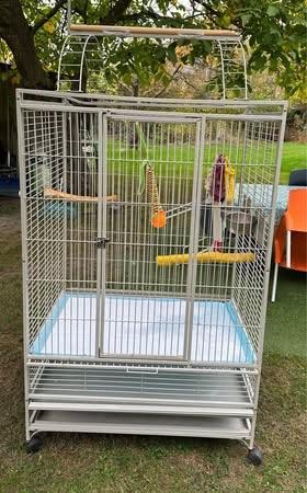Grande cage beige à perroquet, Enlèvement, Comme neuf