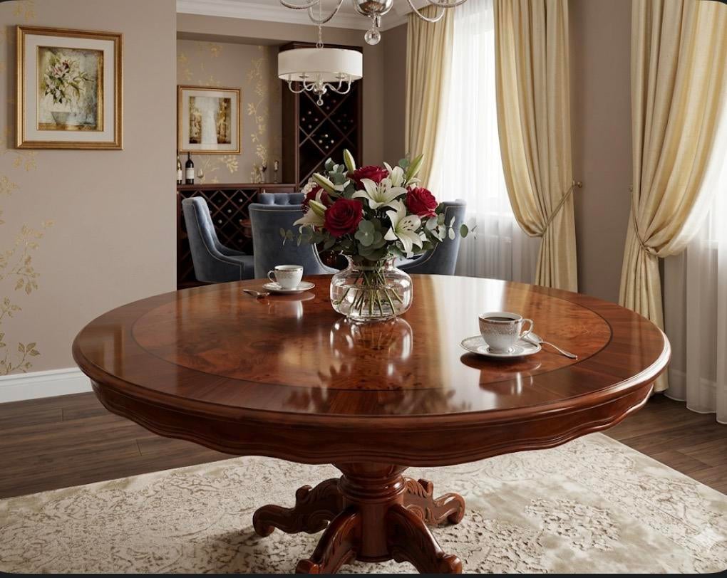 Table ronde en bois brun, Enlèvement, Comme neuf