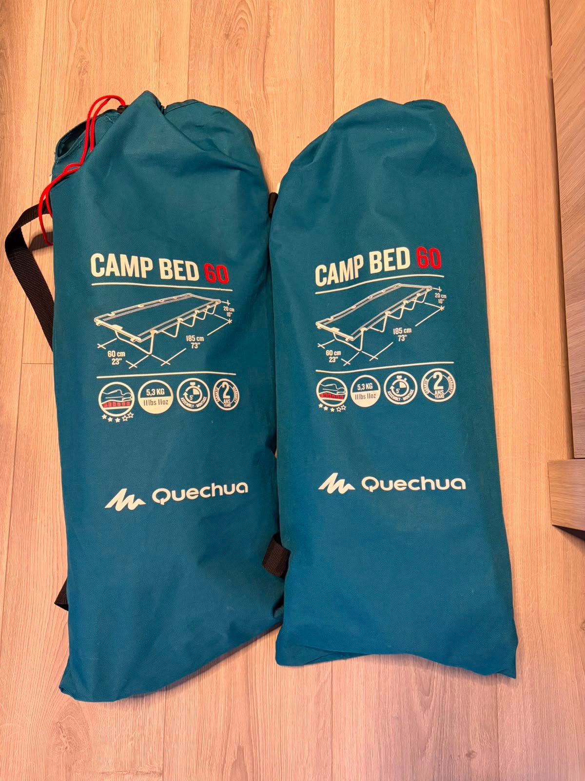 2x Quechua Camp Bed 60 veldbed – compleet en in goede staat, Caravans en Kamperen, Luchtbedden, Gebruikt, 1-persoons, Ophalen