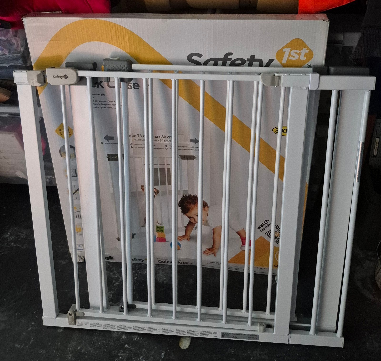 2 traphekjes Safety First, wit, uitschuifbaar tot 80 cm, Ophalen, Zo goed als nieuw, Klemhekje, Metaal of IJzer