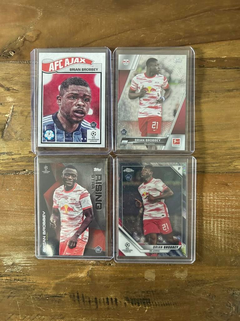 2021/22 Brian Brobbey 4x Rookie Topps Chrome Ajax/Leipzig, Verzenden, Zo goed als nieuw
