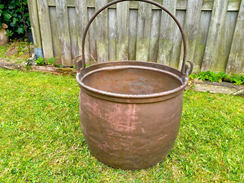 Grote koperen ketel met hengsel, Antiek en Kunst, Ophalen, Koper