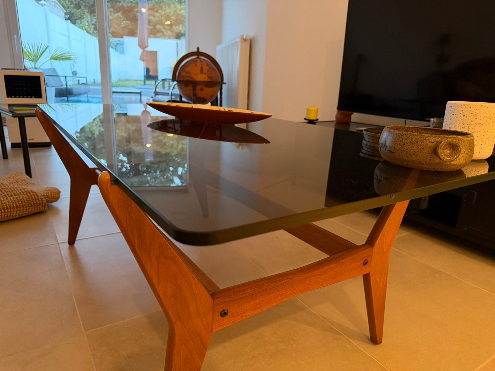 Vintage Salontafel Zweeds Design, Verre, Enlèvement, Utilisé, 50 à 100 cm