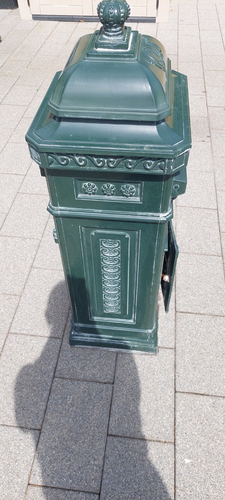 Aluminium brievenbus (donkergroen), Tuin en Terras, Brievenbussen, Ophalen, Gebruikt, Aluminium, Staande brievenbus