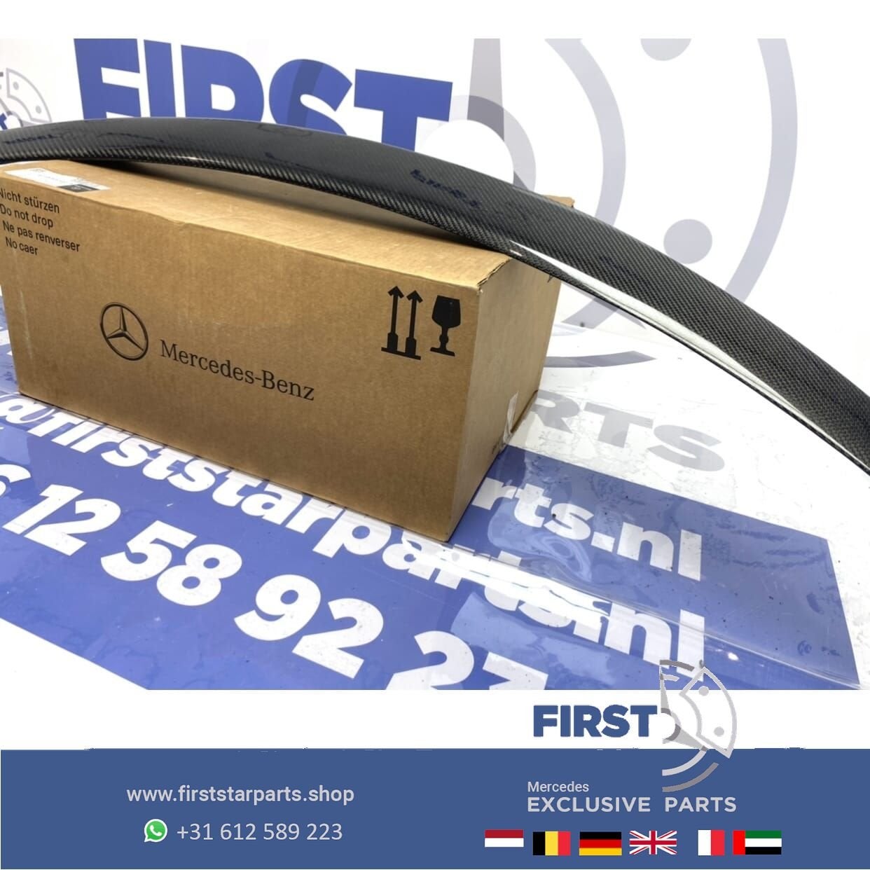 W205 C63 AMG CARBON SPOILER KOFFERBAK VLEUGEL Mercedes C Kla, Gebruikt, Ophalen of Verzenden, Achter, -