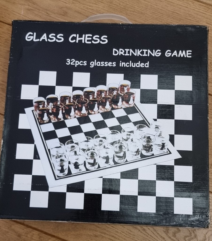 Echiquier en verre - Drinking game, 1 ou 2 joueurs, Enlèvement, Comme neuf