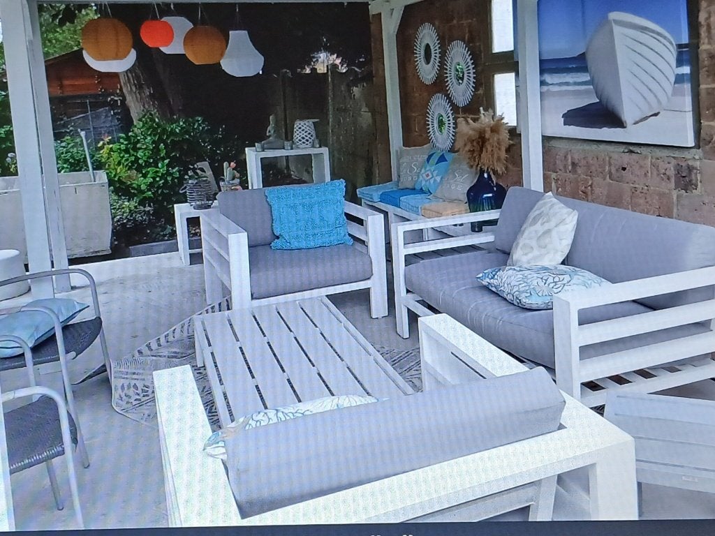 Loungeset, Tuin en Terras, Ophalen, 4 zitplaatsen, Aluminium, Zo goed als nieuw