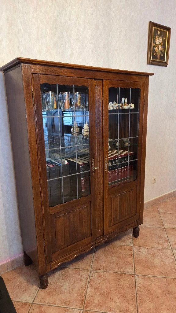Klassieke eiken vitrine of buffetkast, 25 à 50 cm, Comme neuf, 100 à 150 cm, Enlèvement