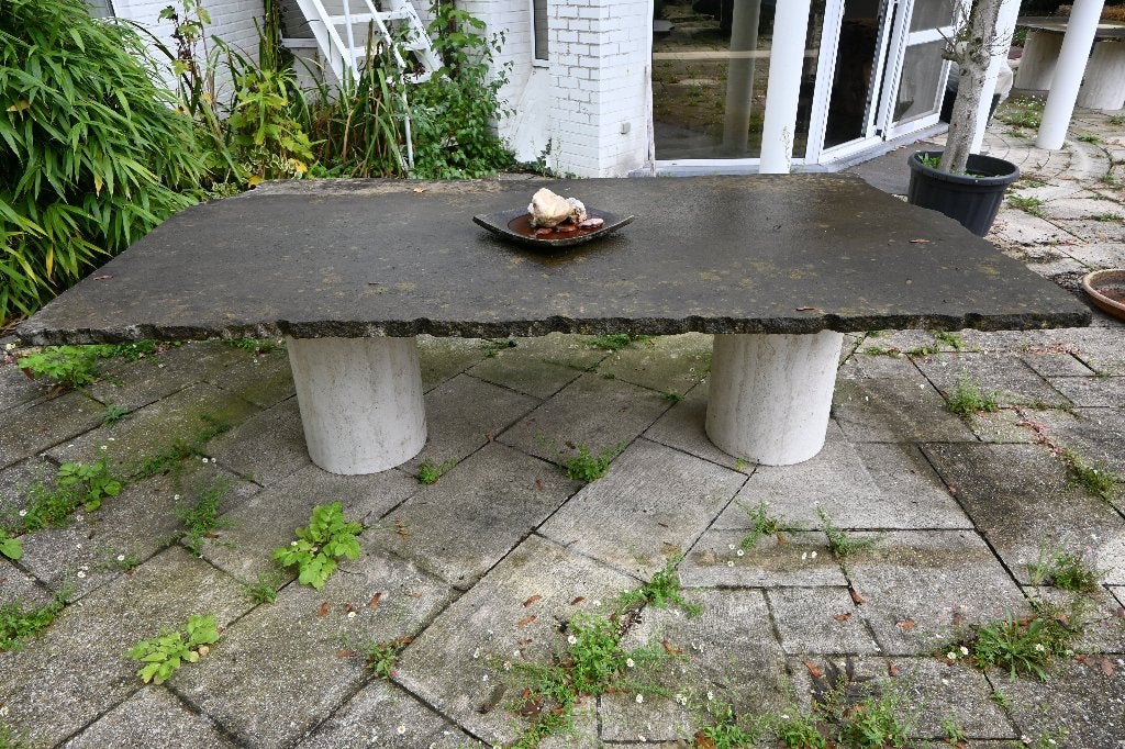 Table de jardin vintage brutaliste, Enlèvement, Utilisé, Rectangulaire