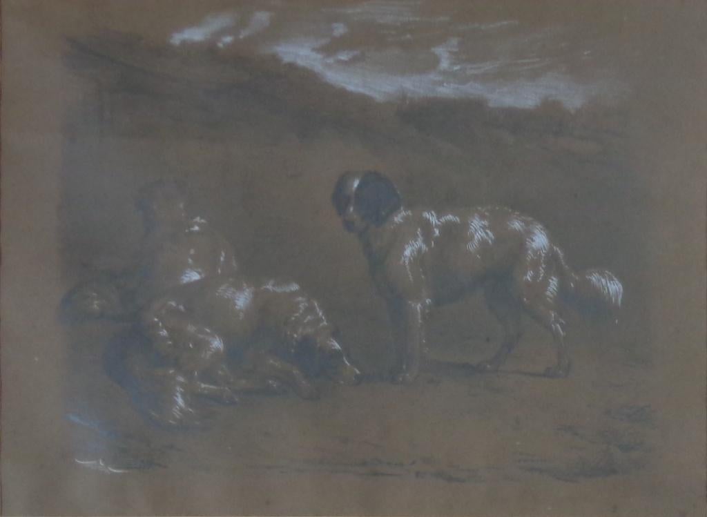 CH. CROONENBERGH / HONDEN / ORIGINEEL WERK / 51x61cm / KADER, Enlèvement ou Envoi, Signé, Papier