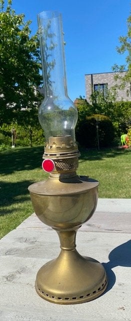 Antieke koperen olielamp / petroleumlamp, Enlèvement, Cuivre