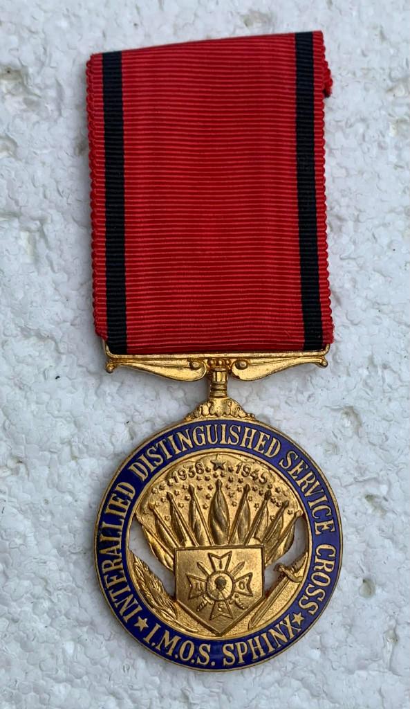 Medaille, Interallied Dist. Serv. Cross 1939-45 IMOS Spinx, Enlèvement ou Envoi, Armée de terre, Ruban, Médaille ou Ailes