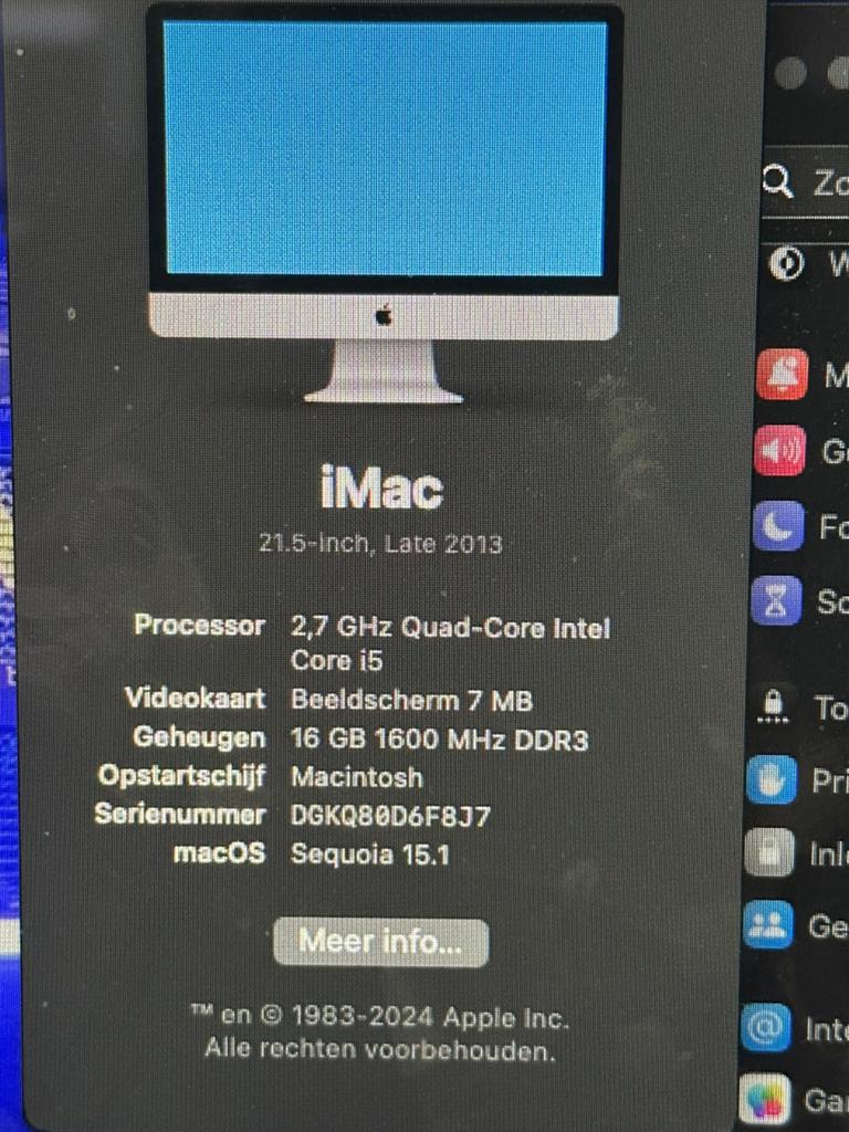 iMac late 2013, Computers en Software, Apple Desktops, Ophalen, Gebruikt, IMac