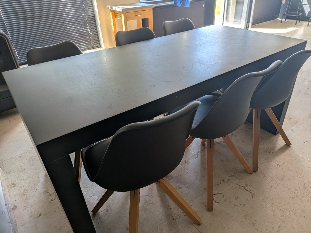 Zwarte eettafel / vergadertafel 170 x 80 cm, Huis en Inrichting, Ophalen, Gebruikt, 50 tot 100 cm, Vijf personen of meer