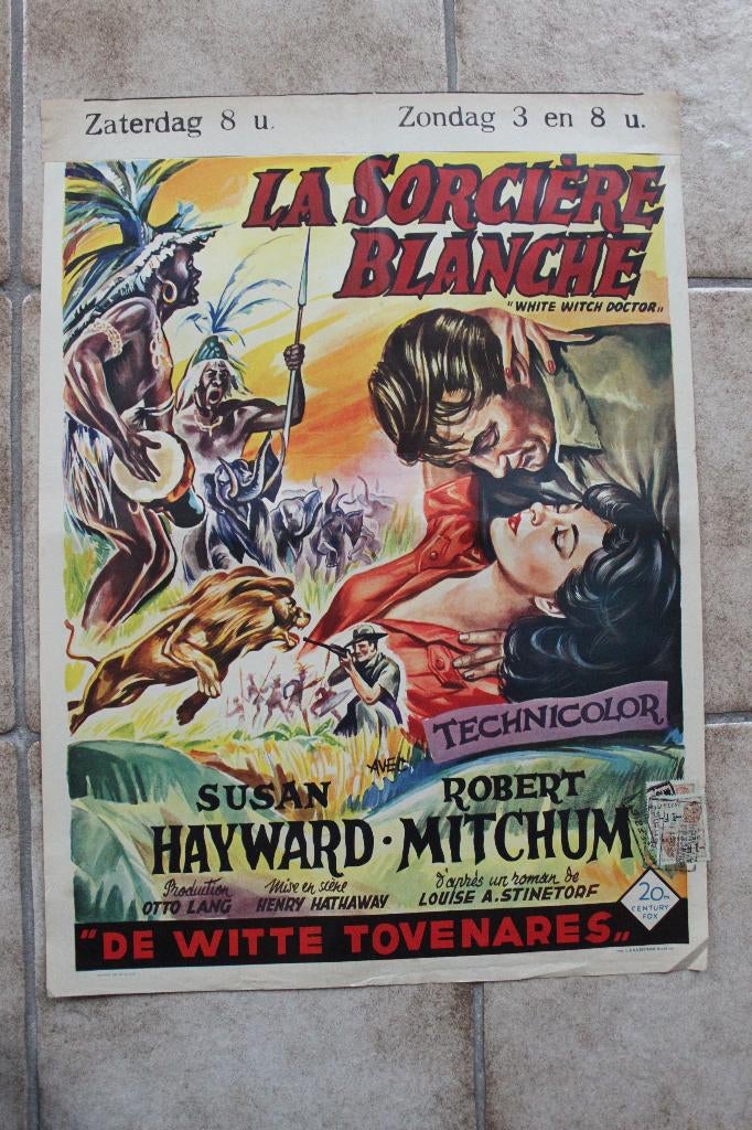 filmaffiche Susan Hayward White Witch Doctor filmposter, Enlèvement ou Envoi, Rectangulaire vertical, A1 jusqu'à A3, Comme neuf