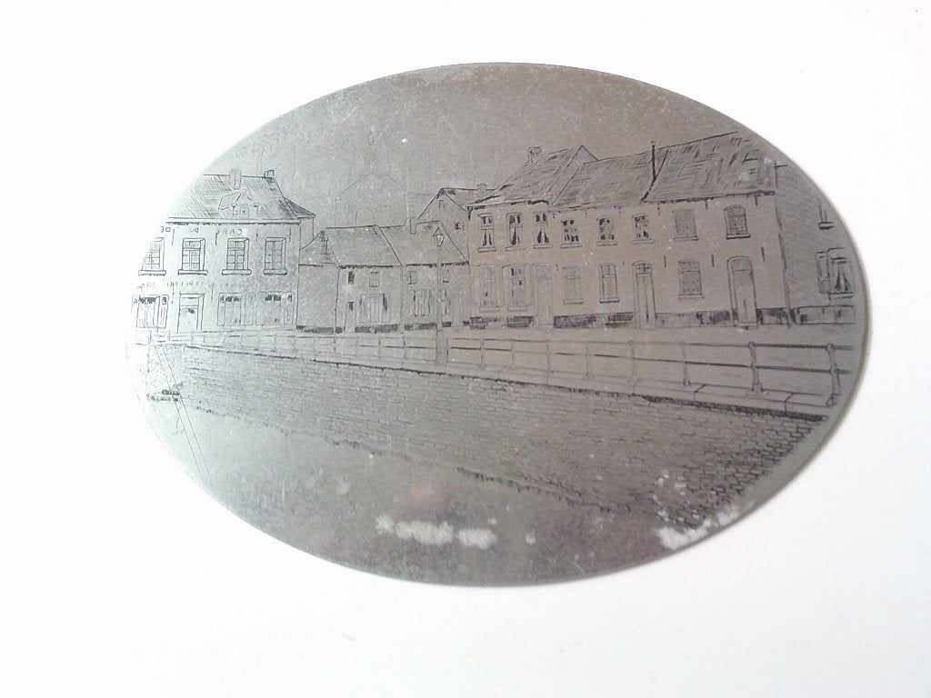 ets plaat andre wellens diest  kaai, Antiek en Kunst, Kunst | Etsen en Gravures, Ophalen, Stadsgezicht, Gesigneerd, 1950 - 1999