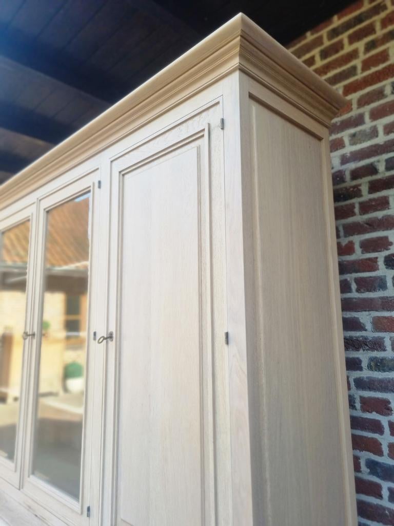 Buffet/vitrine en chêne LIVRAISON GRATUITE, 25 à 50 cm, 200 cm ou plus, Comme neuf, Landelijk