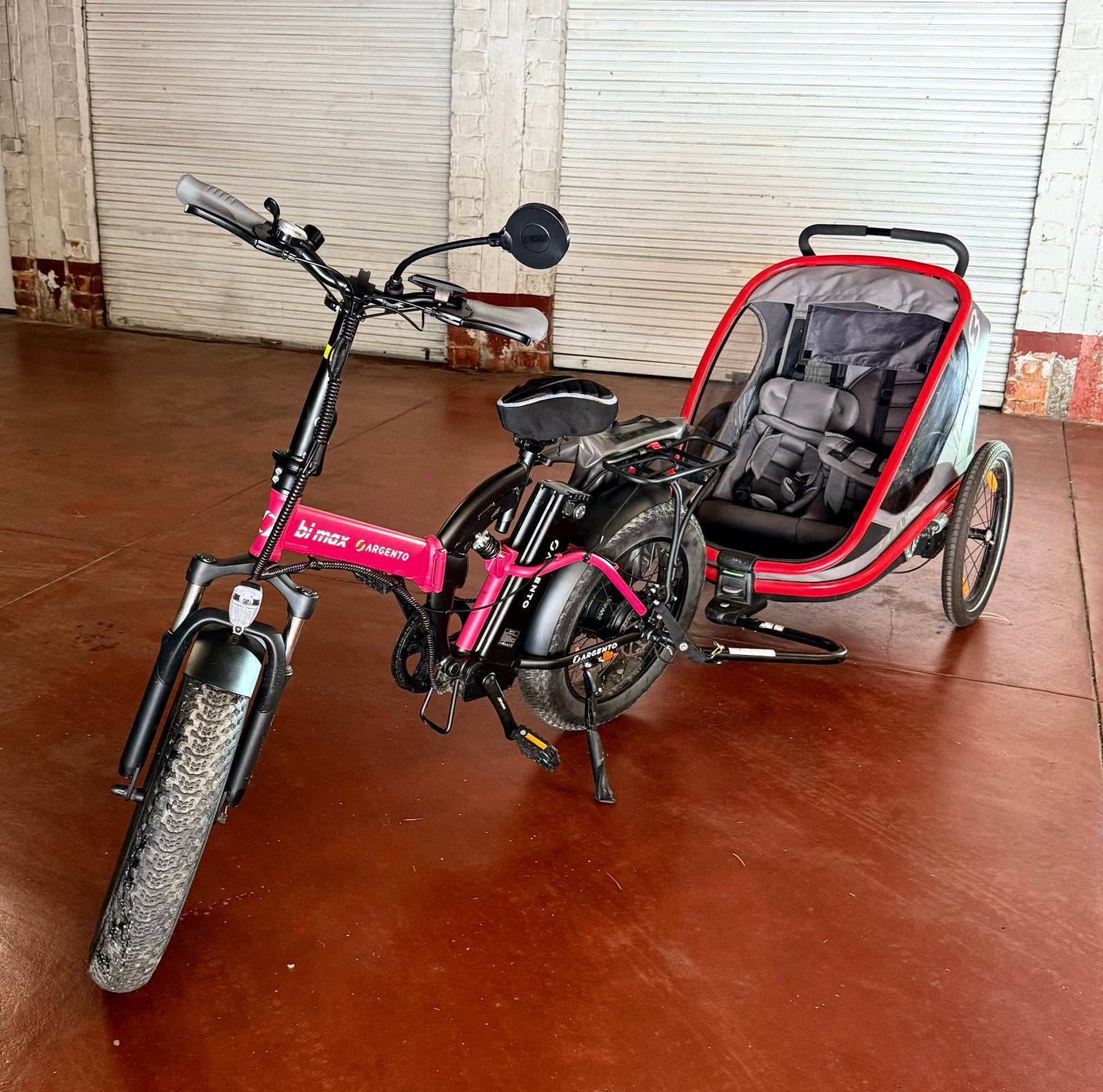 Vélo électrique  Argento+Remorque vélo Hamax 2 places, Enlèvement ou Envoi, Comme neuf, Frein à disque