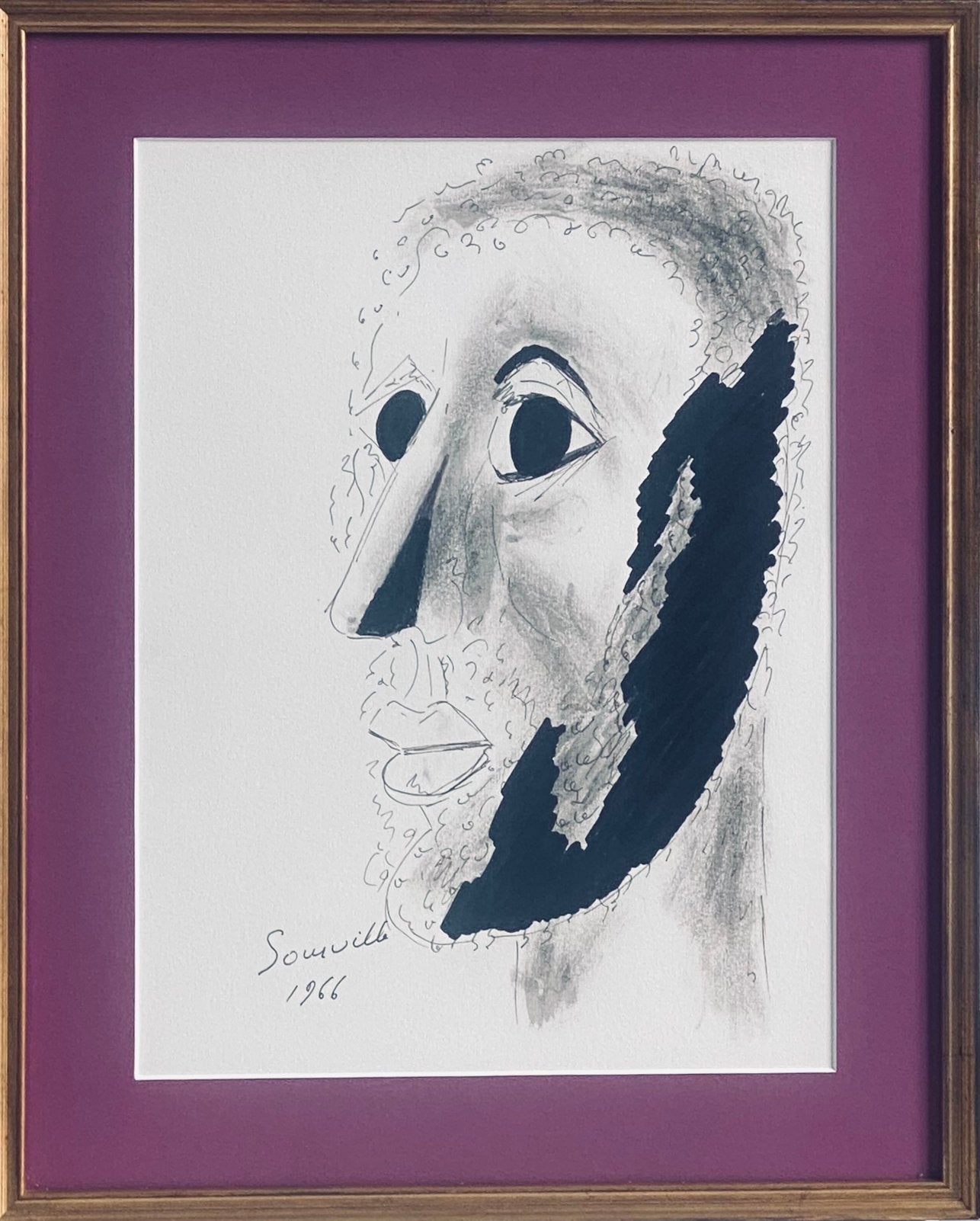 Man met baard Roger Somville 1966, Antiquités & Art, Art | Peinture | Moderne, Enlèvement ou Envoi