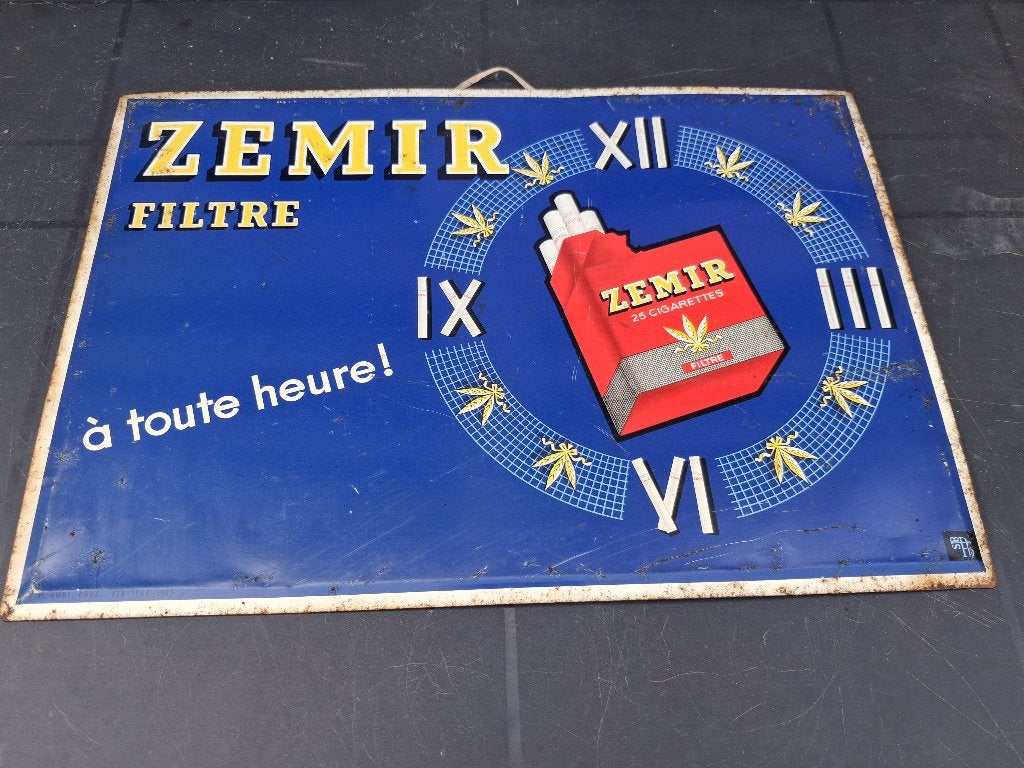 oud reclamebord in blik  ZEMIR jaar 1963, Verzamelen, Merken en Reclamevoorwerpen, Gebruikt, Reclamebord, Ophalen of Verzenden