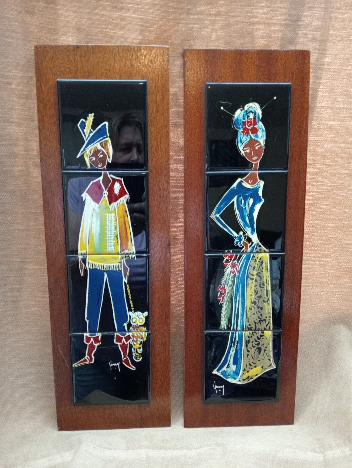 Lot de 2 cadres, Antiquités & Art, Enlèvement ou Envoi, Bois