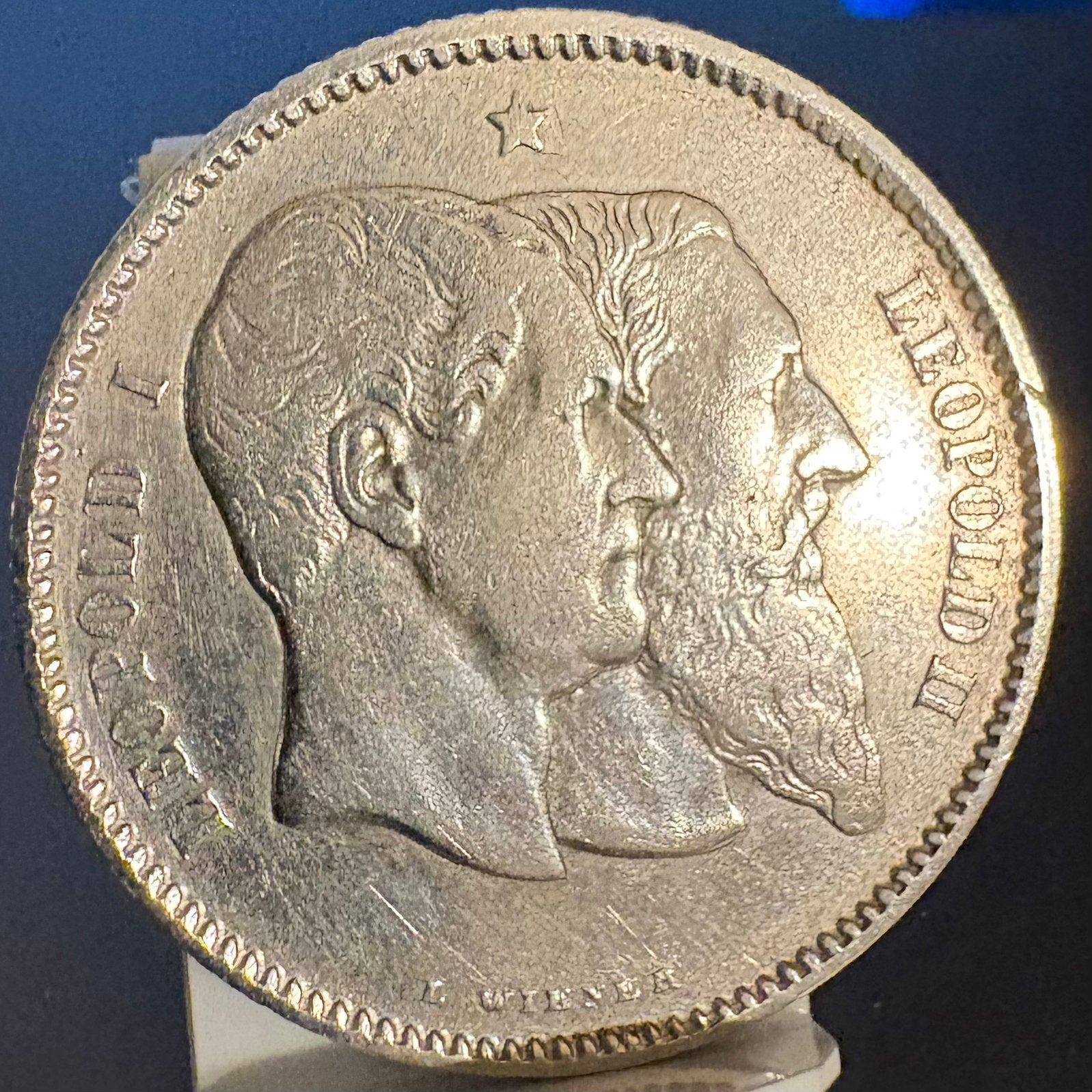 Zilver - 1Fr 1880-50 Jaar Onafhankelijk LPII-Volledig kruis, Postzegels en Munten, Verzenden, Zilver, Losse munt, Zilver