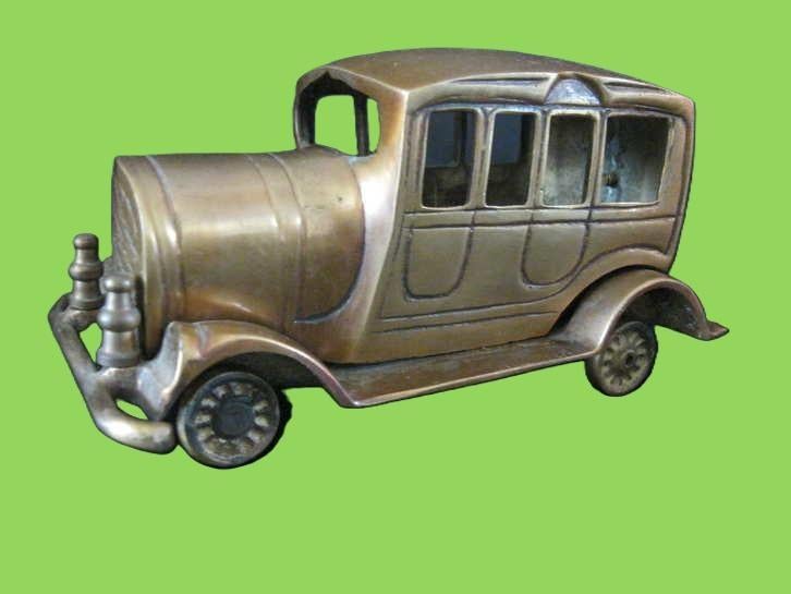 Vintage auto koperen oldtimer., Antiek en Kunst, Ophalen, Koper