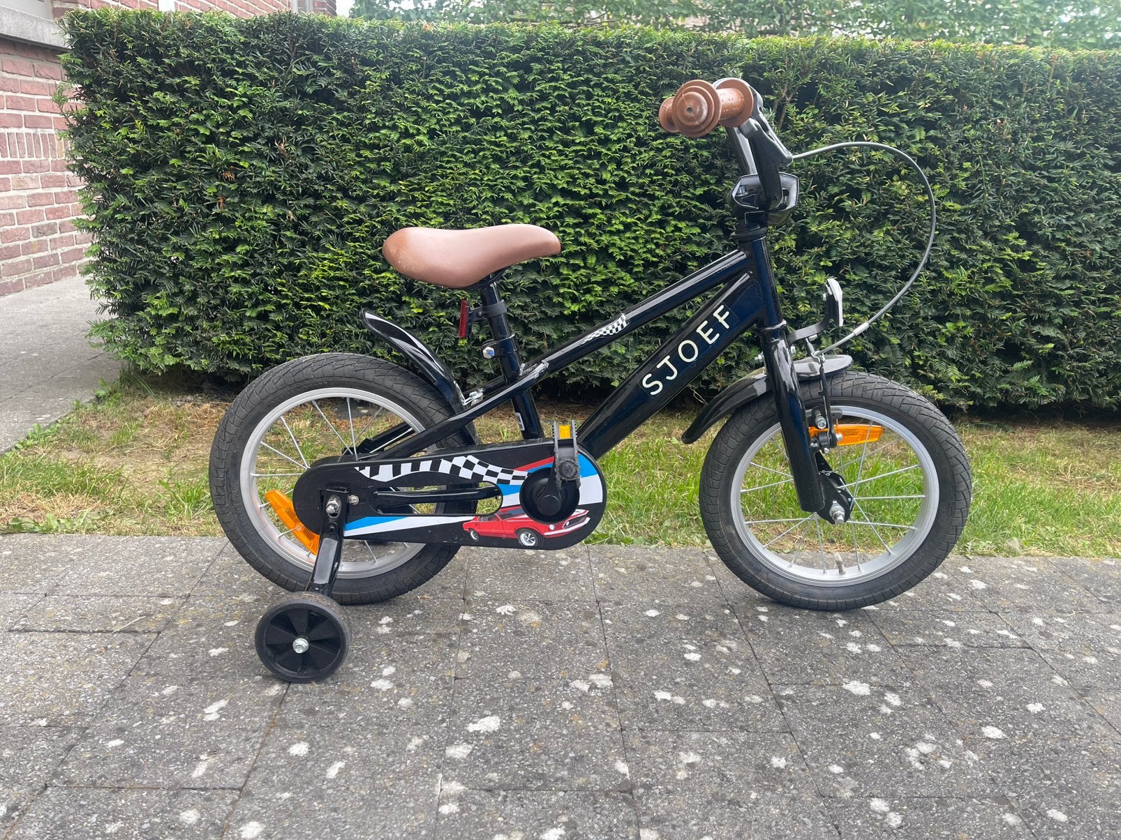 SJOEF race jongensfiets 14 inch, Fietsen en Brommers, Fietsen | Kinderfietsjes, Ophalen, Terugtraprem, Zijwieltjes, Gebruikt