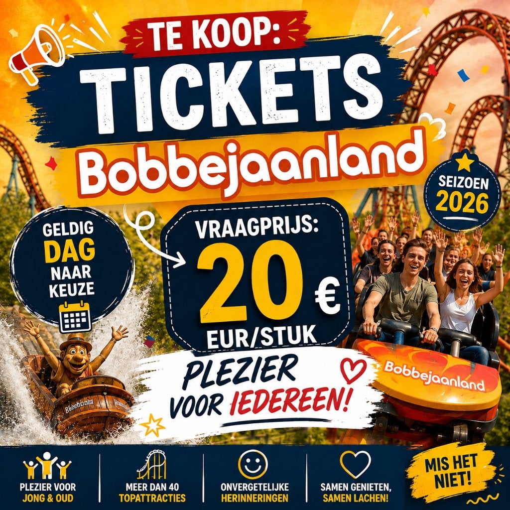 Tickets seizoen 2026 bobbejaanland dag naar keuze, Tickets & Billets, Loisirs | Parcs d'attractions