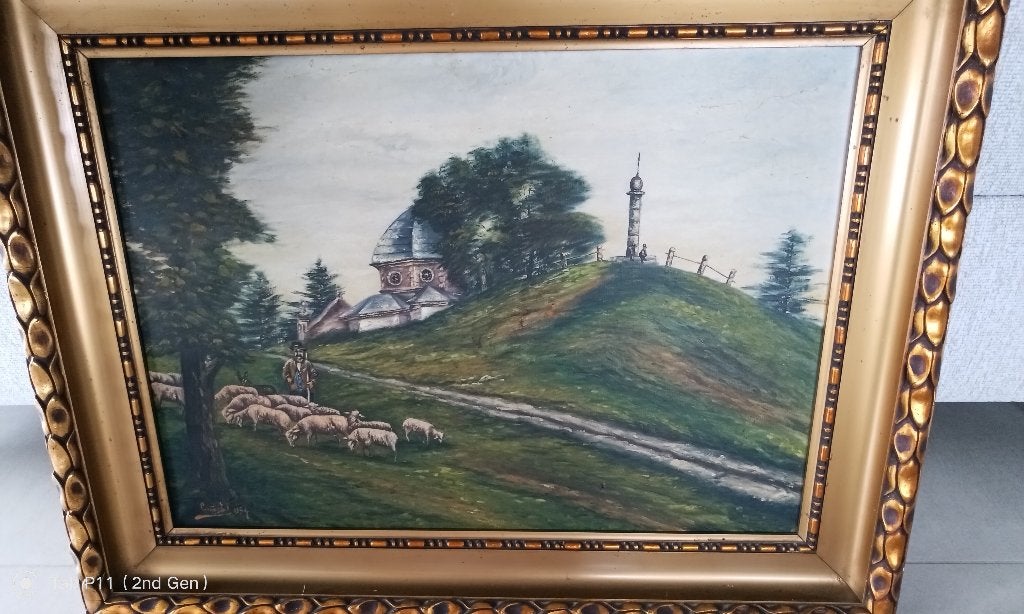 Schilderij oudenberg Geraardsbergen. 1934, Enlèvement, Classique, Paysage, Toile