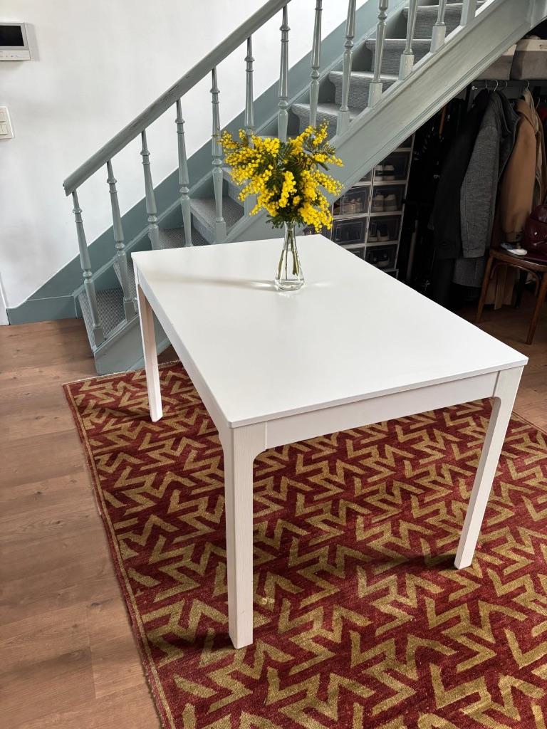 Table à manger 4-6 personnes, bois, blanc, extensible, Maison & Meubles, Tables | Tables à manger, 100 à 150 cm, Enlèvement, Utilisé