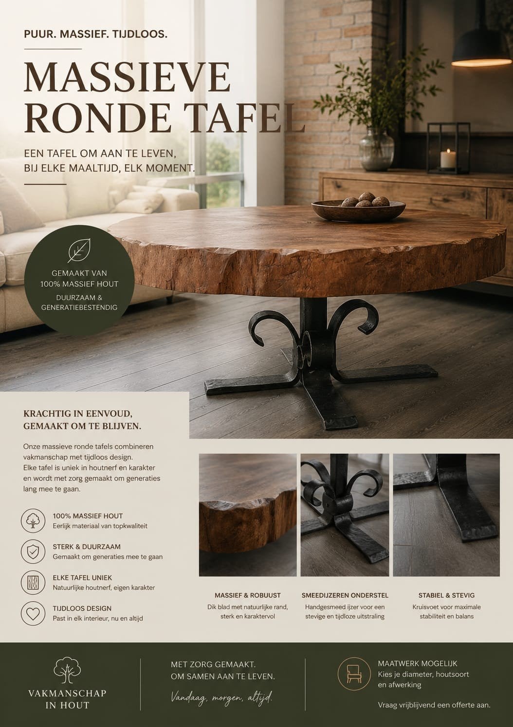 Massieve ronde tafel, Ophalen