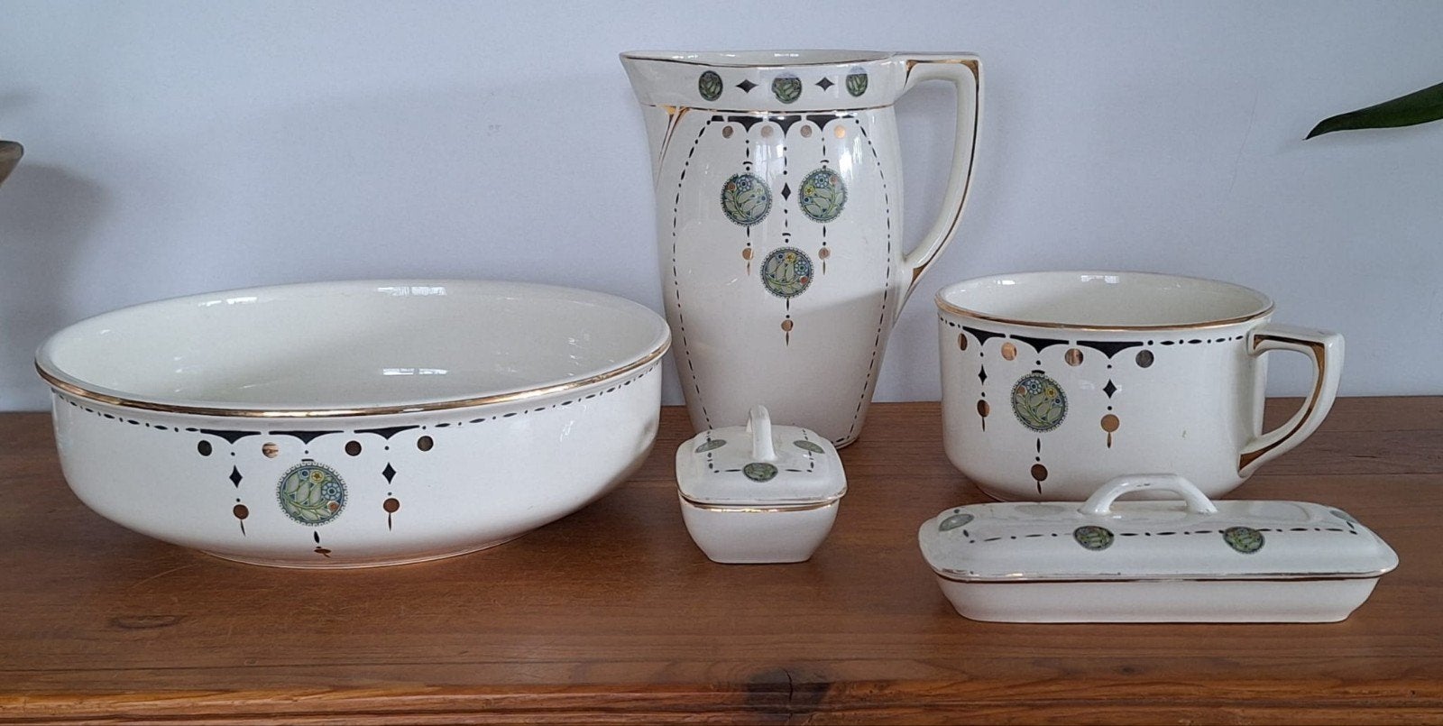 5-delig Art Deco lampetset,  Boch La Louvière, Antiek en Kunst, Ophalen