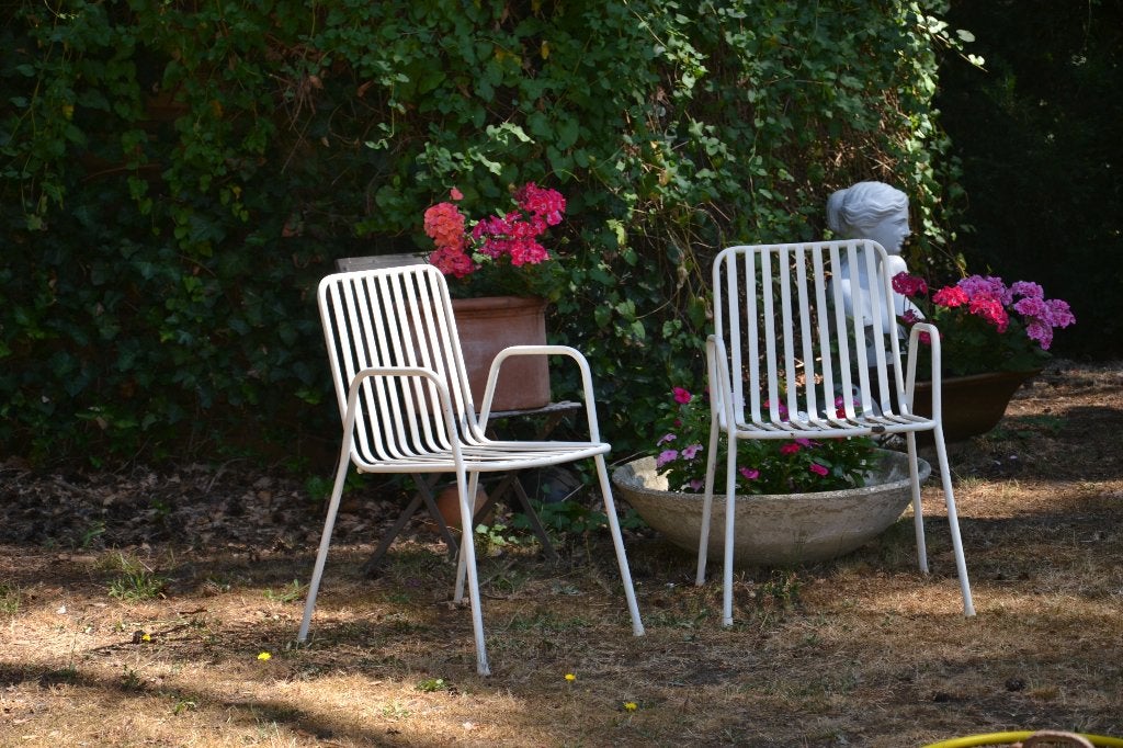vintage metalen tuinstoelen, Tuin en Terras, Tuinstoelen, Ophalen, Gebruikt, Metaal, Stapelbaar