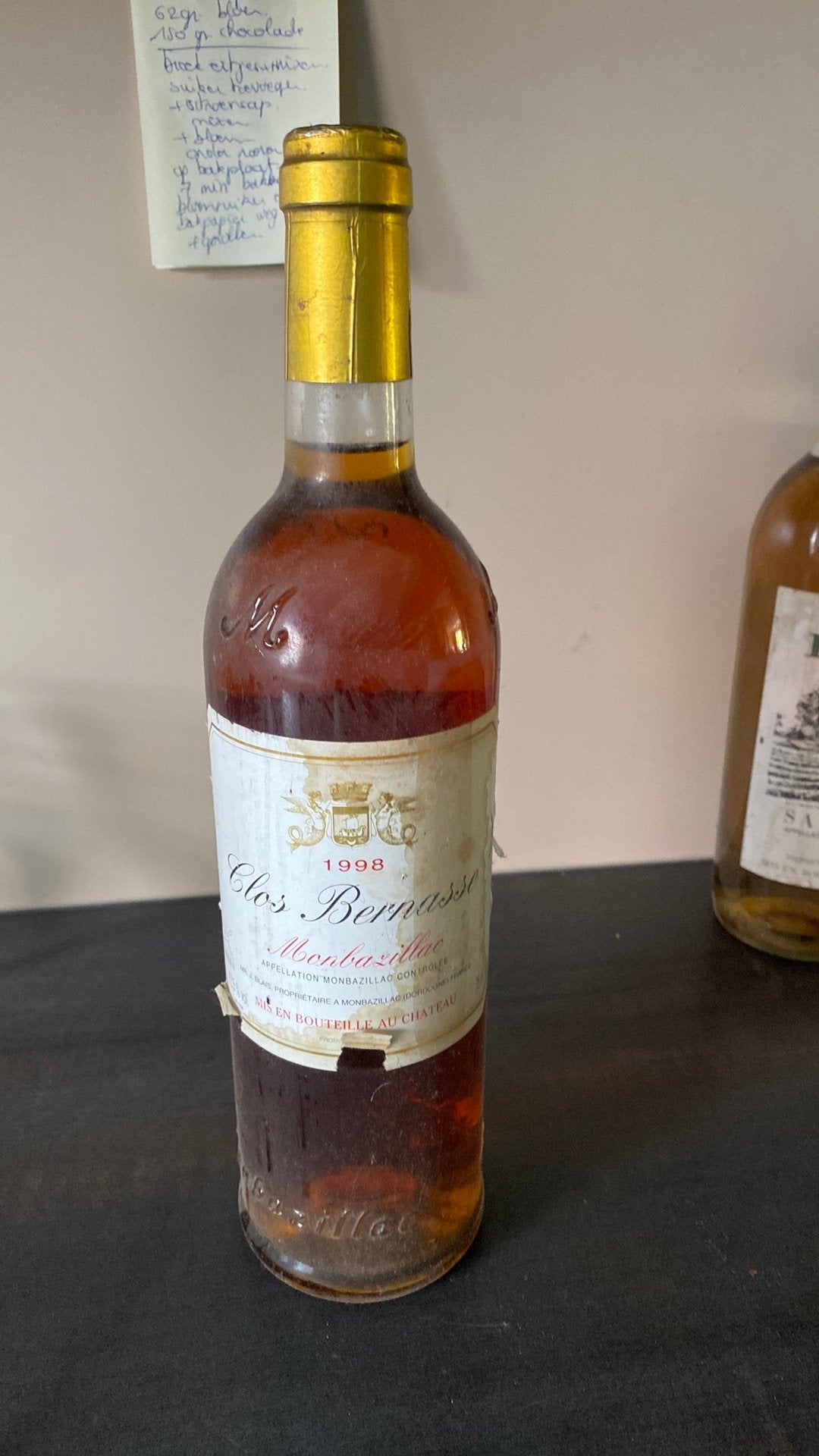Vin Clos Bernasse Monbazillac 1998, Enlèvement ou Envoi, Comme neuf