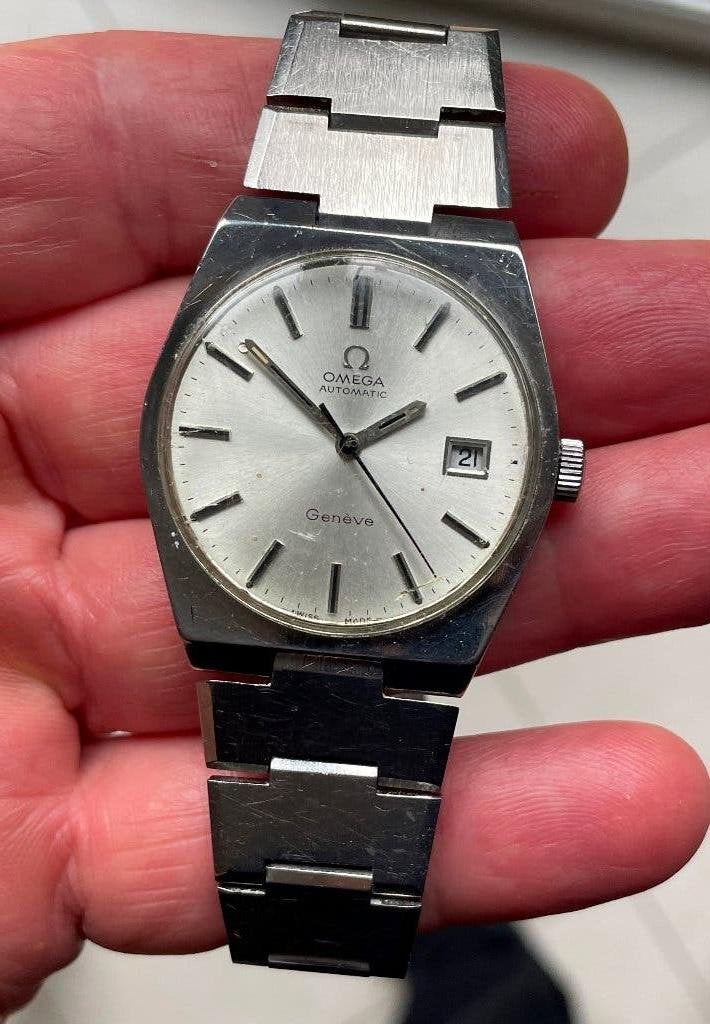 Montre OMEGA automatique GENEVE tout acier, Montre-bracelet, Rolex, Acier, Enlèvement