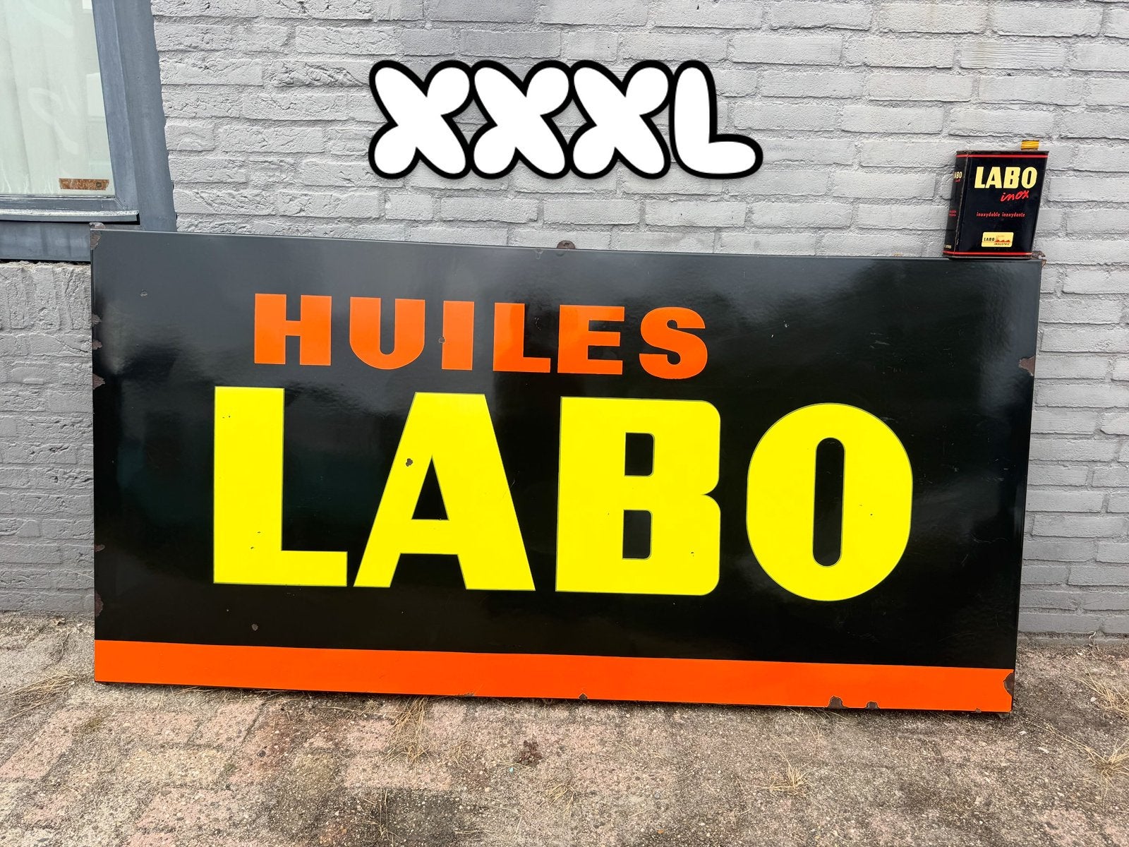 LABO olie emaille reclamebord XXXL, Verzamelen, Merken en Reclamevoorwerpen, Ophalen, Reclamebord, Gebruikt, .
