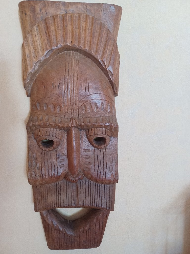 houten masker, Ophalen, Handgemaakt, Hout, Bruin