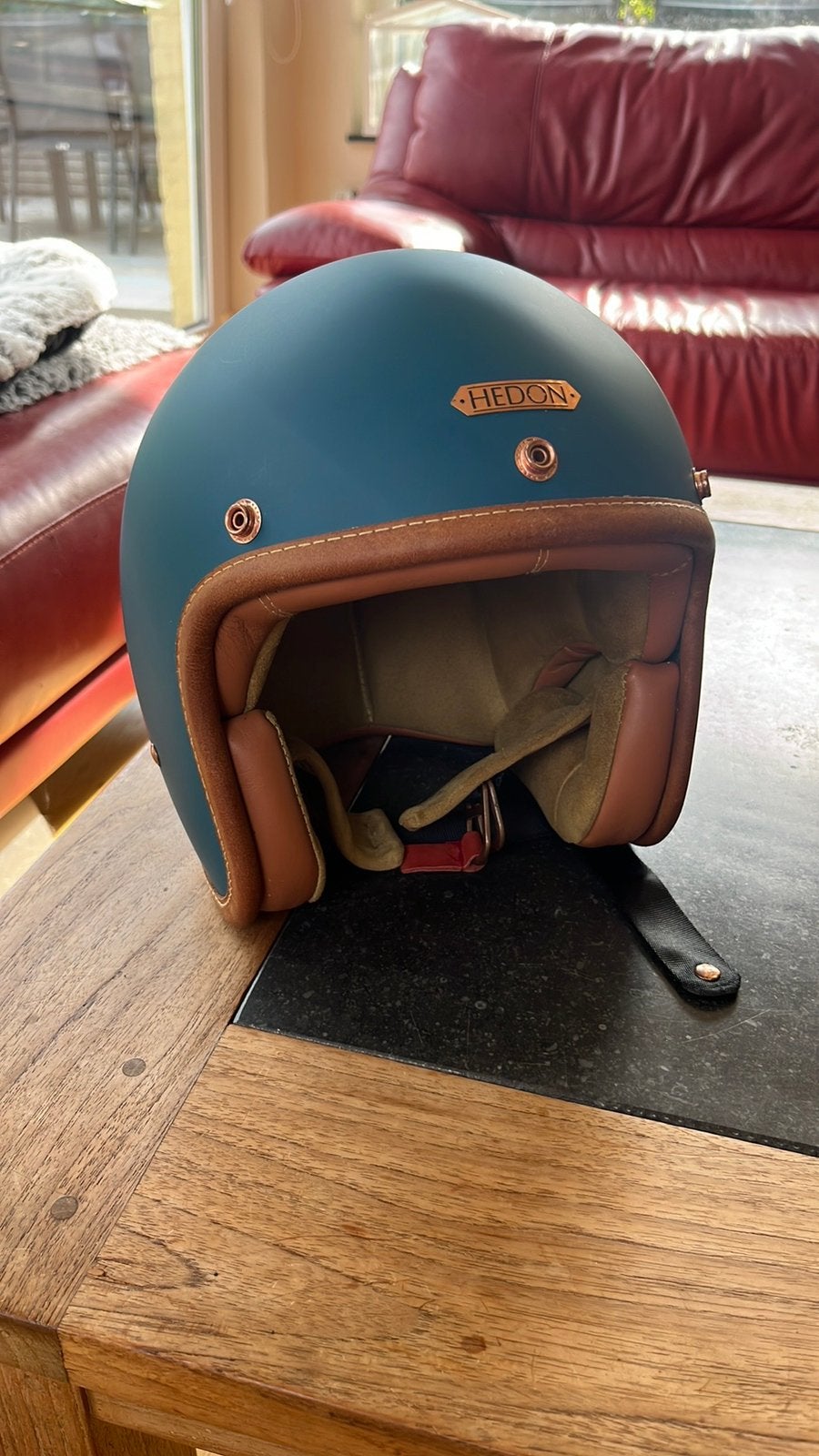 Hedon jethelm Matt Petrol Blue met vizier, Fietsen en Brommers, Ophalen of Verzenden, Zo goed als nieuw