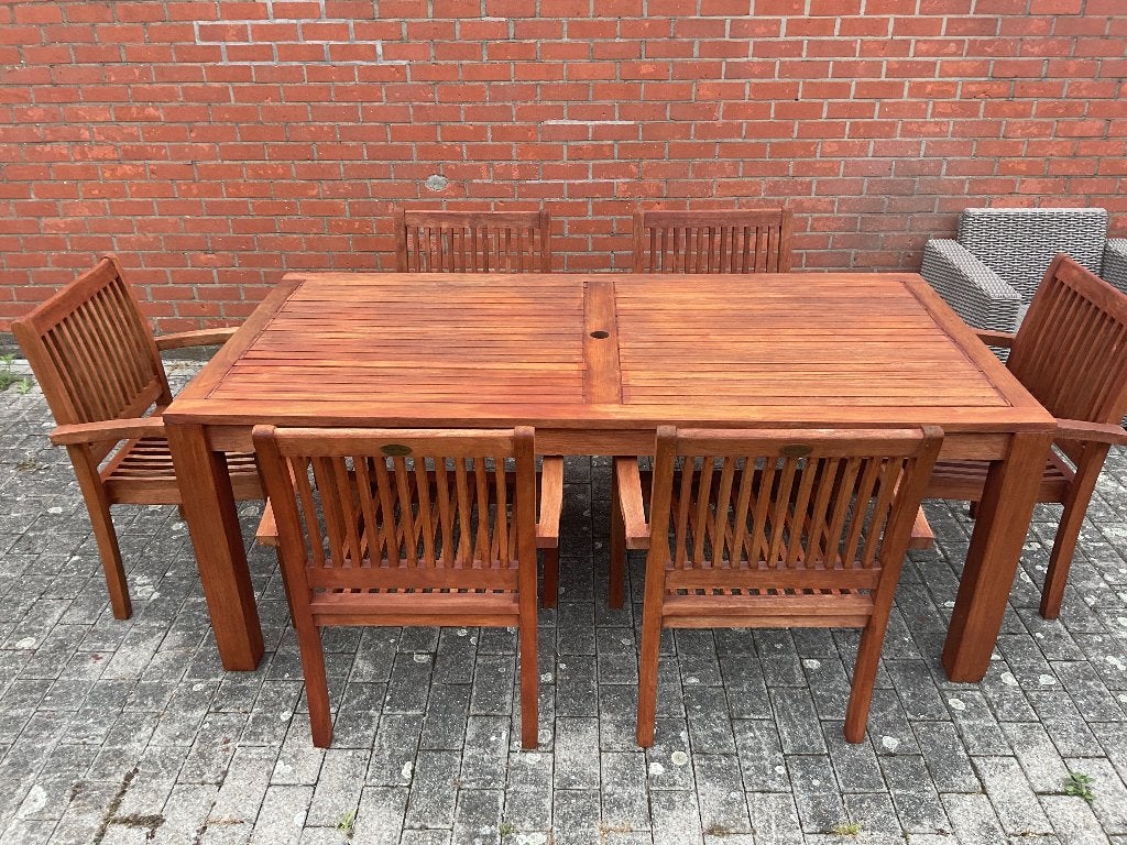 Tuinset royal teak, Tuin en Terras, Ophalen, Zo goed als nieuw, 6 zitplaatsen, Tuinset