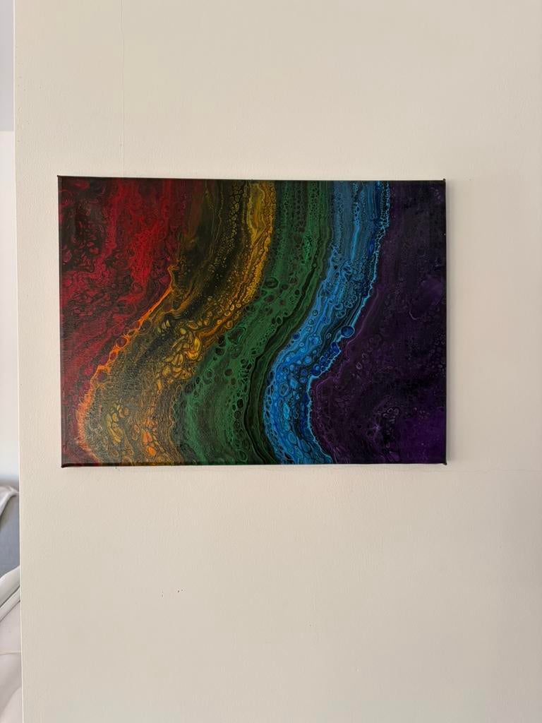 Peinture abstraite — œuvre d'art moderne colorée (toile), Antiquités & Art, Enlèvement ou Envoi