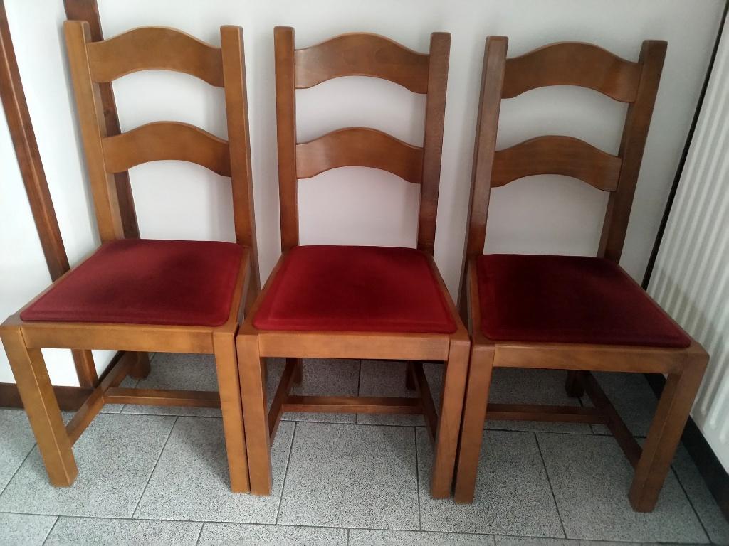 6 chaises en bois, Rouge, Comme neuf, Enlèvement, Cinq, Six Chaises ou plus