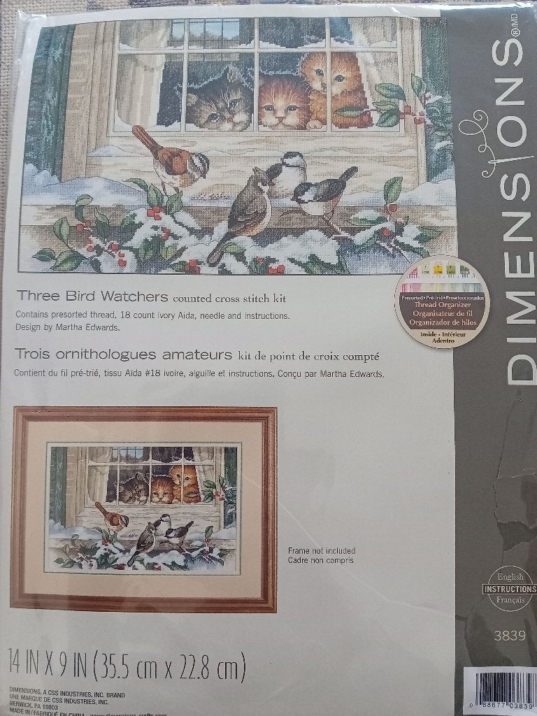 Borduurpakket Three Bird Watchers van Dimensions, Hobby & Loisirs créatifs, Broderie & Machines à broder, Envoi, Neuf, Set à broder