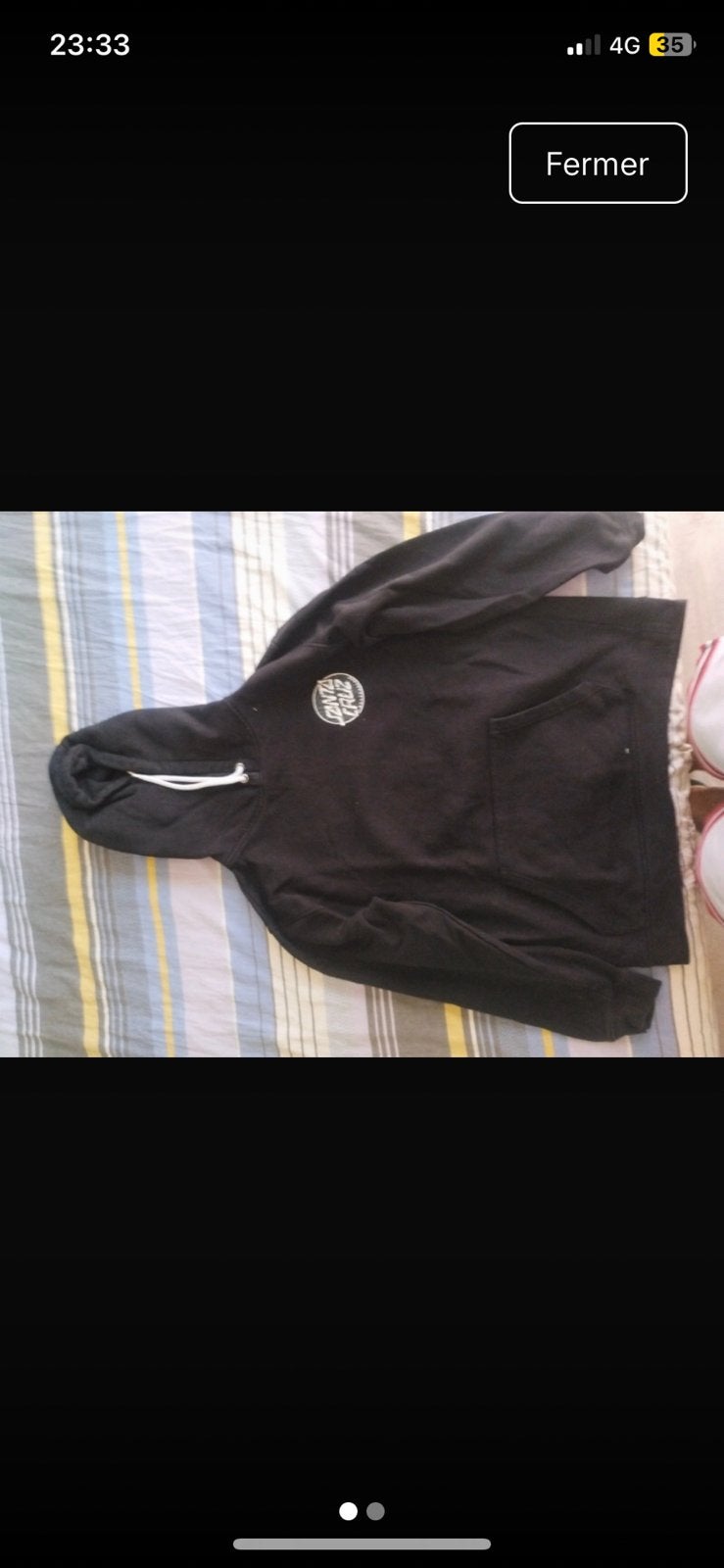 Sweat-shirt capuche Santa Cruz noir L, Enlèvement, Comme neuf, Noir