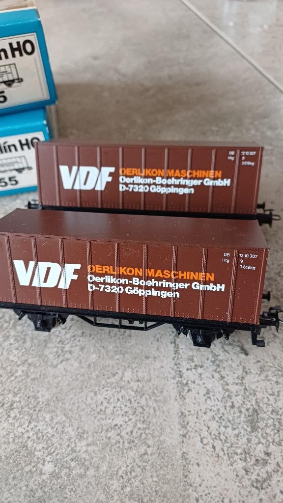 (3Q) Märklin 4455 = 2 container wagons, Wisselstroom, Wagon, Ophalen of Verzenden, Zo goed als nieuw