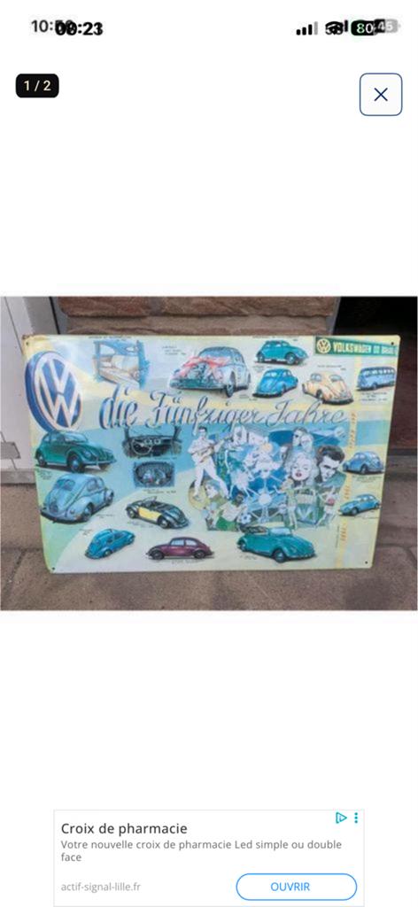 Vintage metalen plaat van VW, Antiek en Kunst, Ophalen of Verzenden