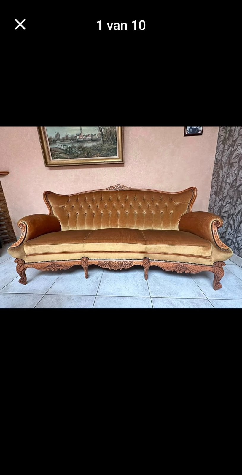 Prachtig klassiek salon – 3-zit + 2 fauteuils – massief hout, Huis en Inrichting, Ophalen, Zo goed als nieuw, Hout