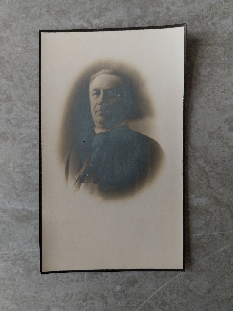Carte de décès du pasteur De Bruyn Oudegem. Alost Gand 1938, Collections, Images pieuses & Faire-part, Enlèvement ou Envoi, Carte de condoléances